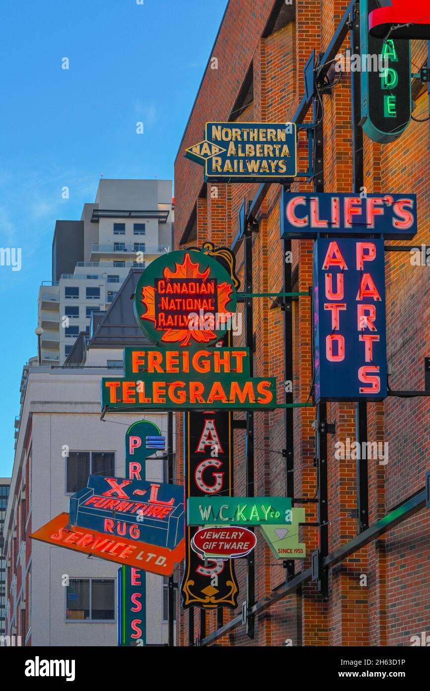 Vintage neon signs, Neon Sign Museum, Fourth St. Promenade, Edmonton