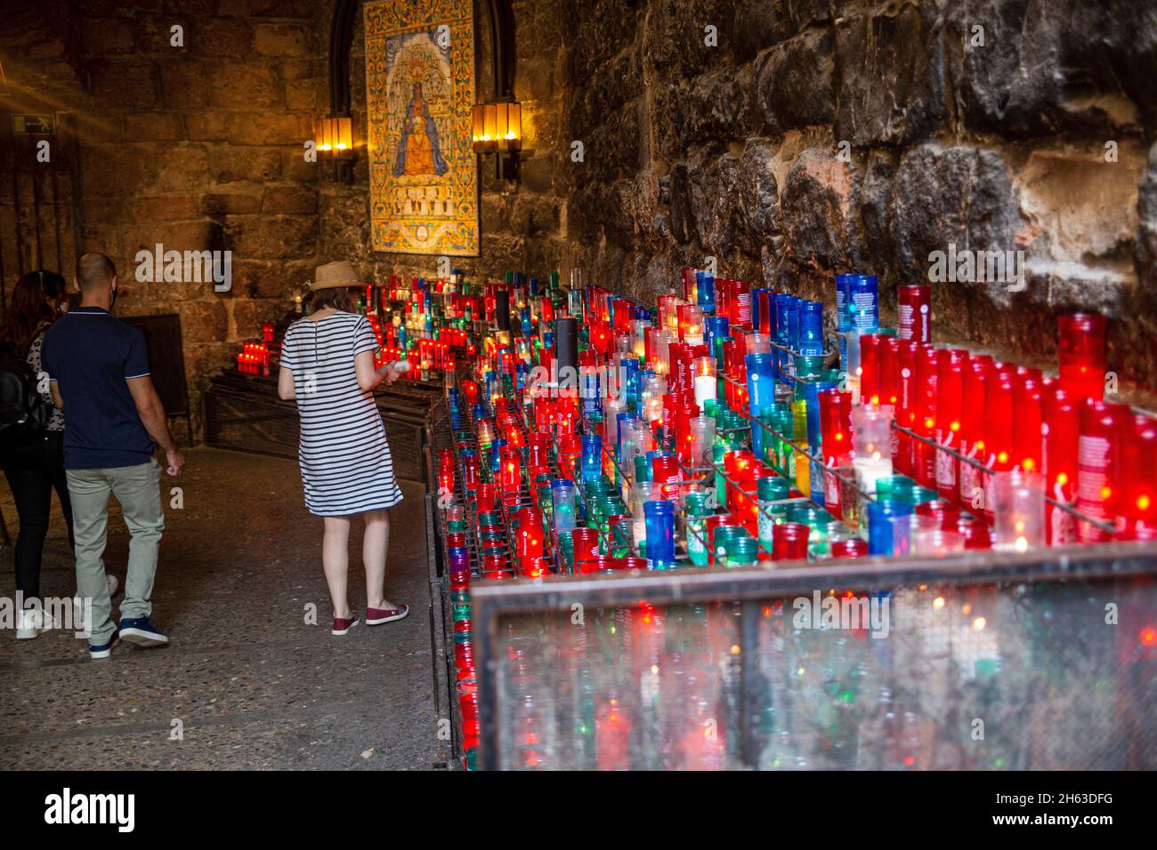 barcelona,spain: candles of different sizes and colors inside the monastery of santa maria de montserrat Stock Photo