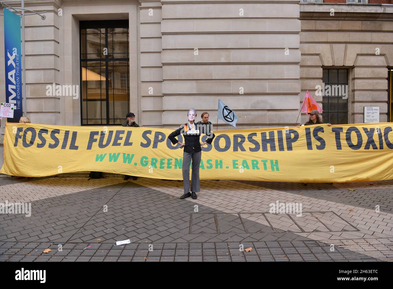 Protesters Hold Anti-fossil Fuel Banner During The Demonstration ...