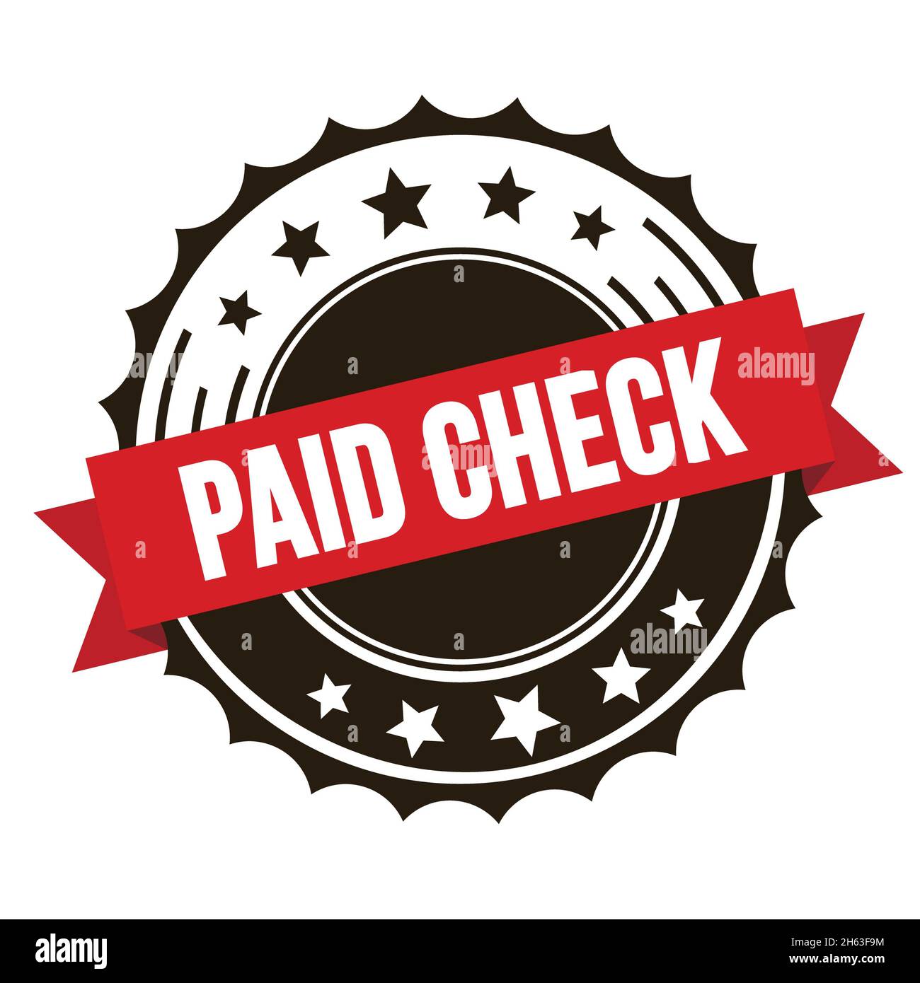 PAID CHECK text on red brown ribbon badge stamp Stock Photo Alamy