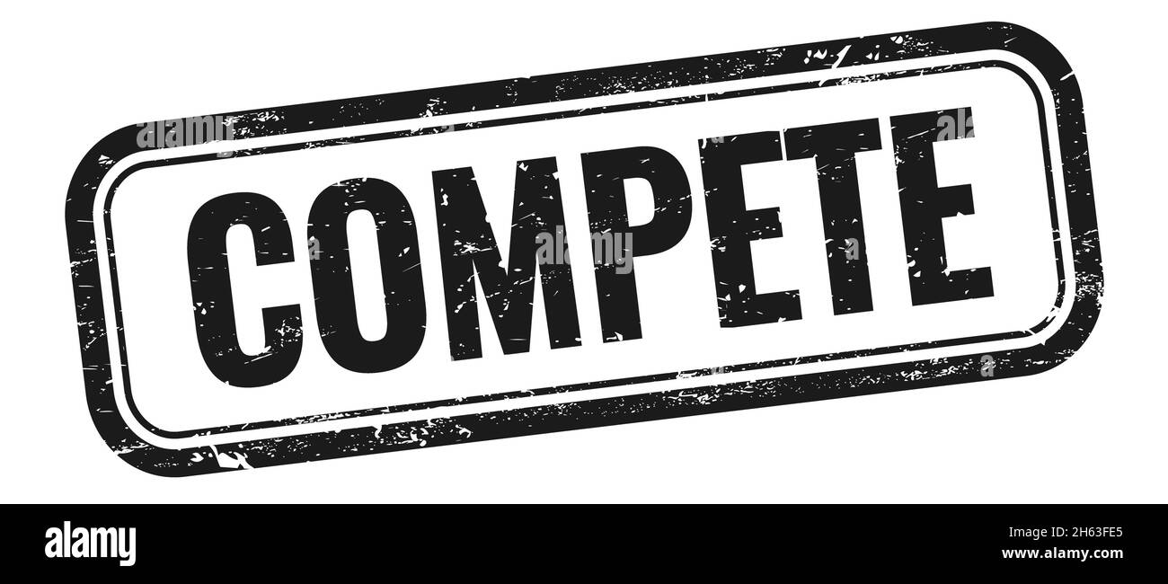 COMPETE text on black grungy vintage rectangle stamp Stock Photo - Alamy