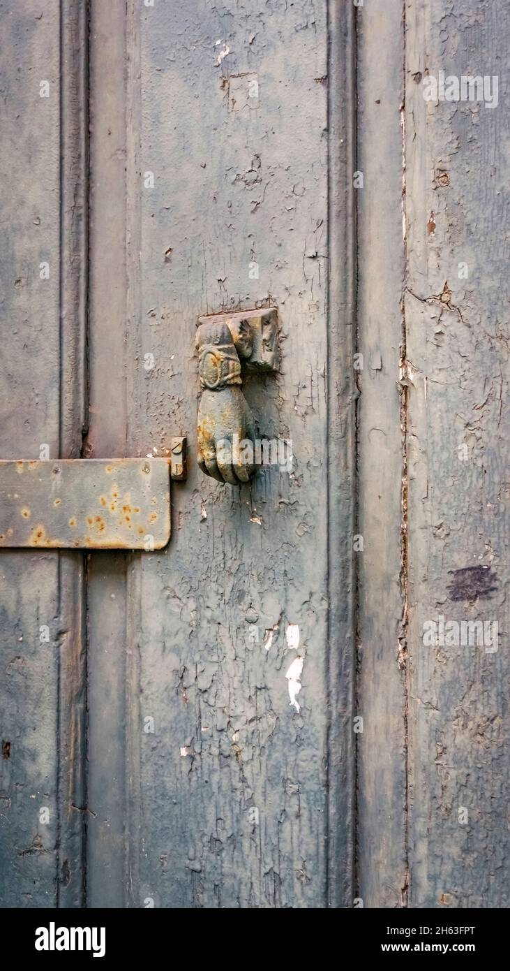 old door knocker in perpignan. Stock Photo