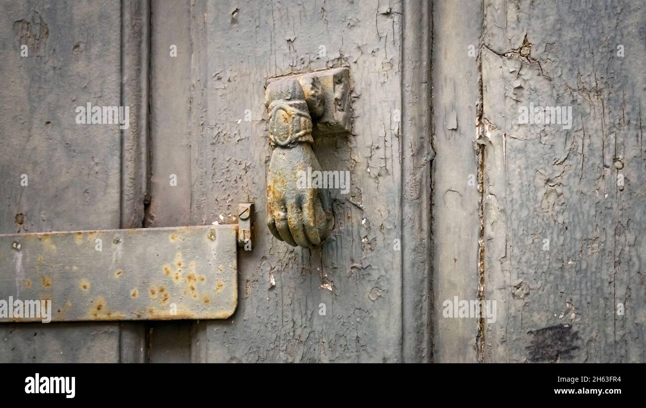 old door knocker in perpignan. Stock Photo