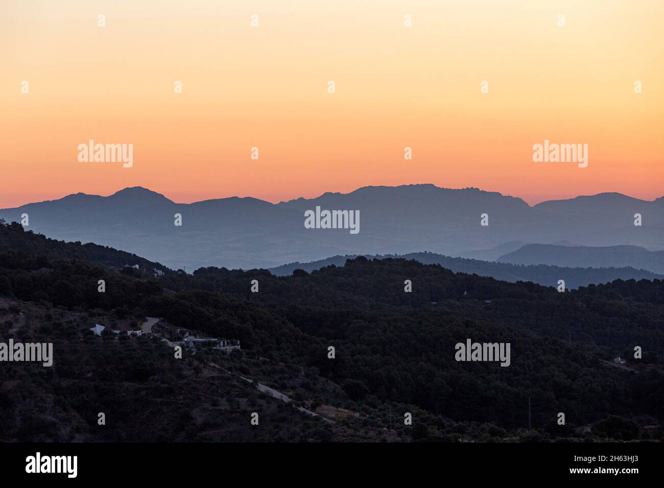 just a few minutes before sunrise: pitoresque landscape shot taken in andalusia,spain Stock Photo