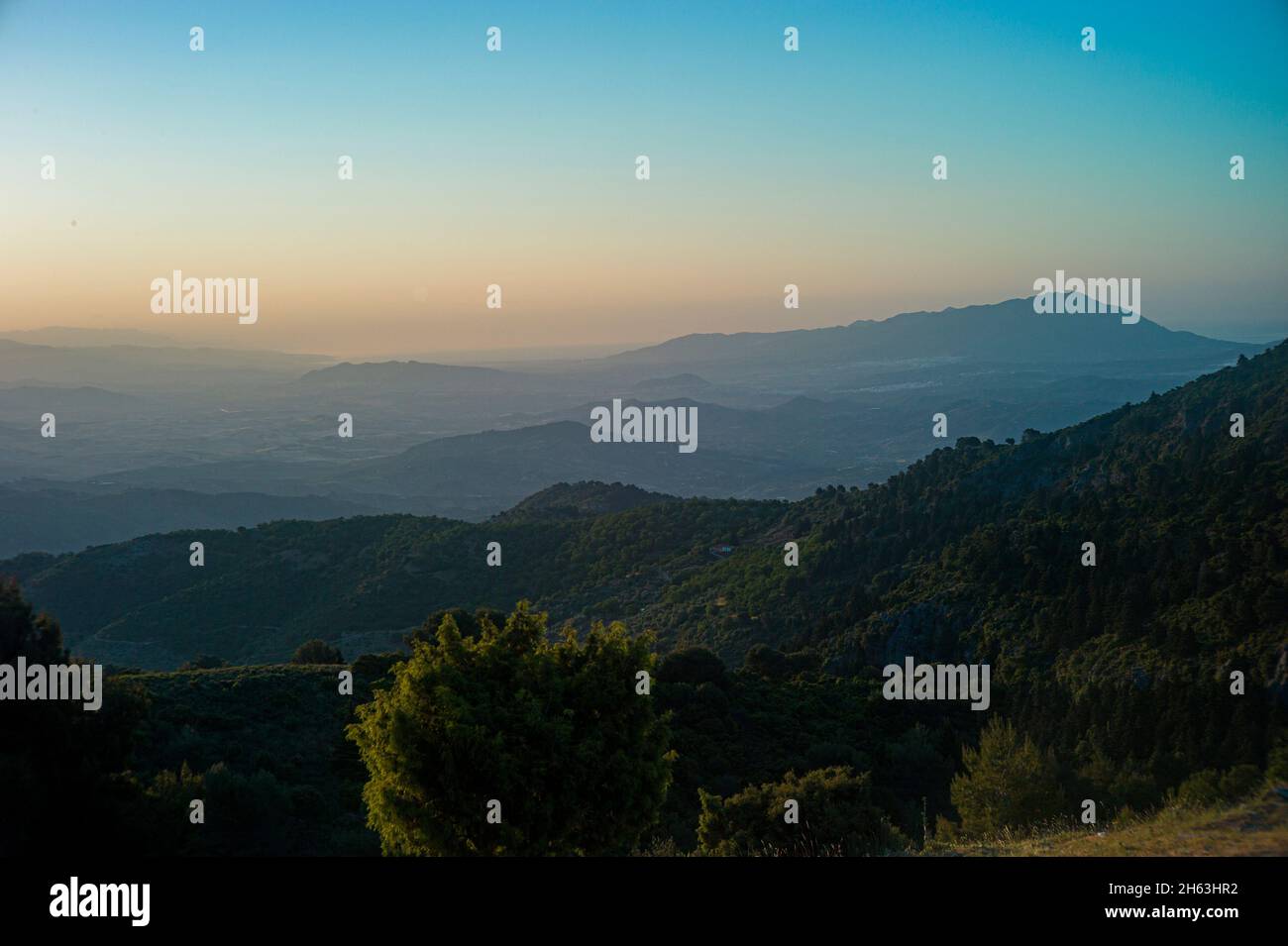 hiking around at mirador de luis ceballos to find the best spot to enjoy the spectacular sunrise in the sierra de las nieves nationalpark,near yungquera,andalusia,spain Stock Photo