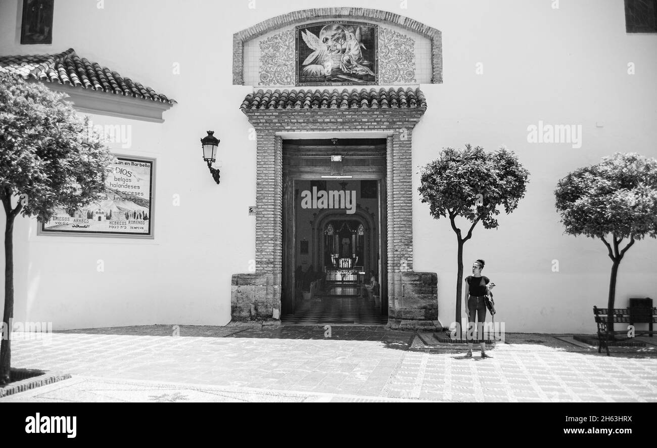 marbella,spain: street photography in thel old town with spanish architecture in marbella,costa del sol,andalusia,spain,europe Stock Photo