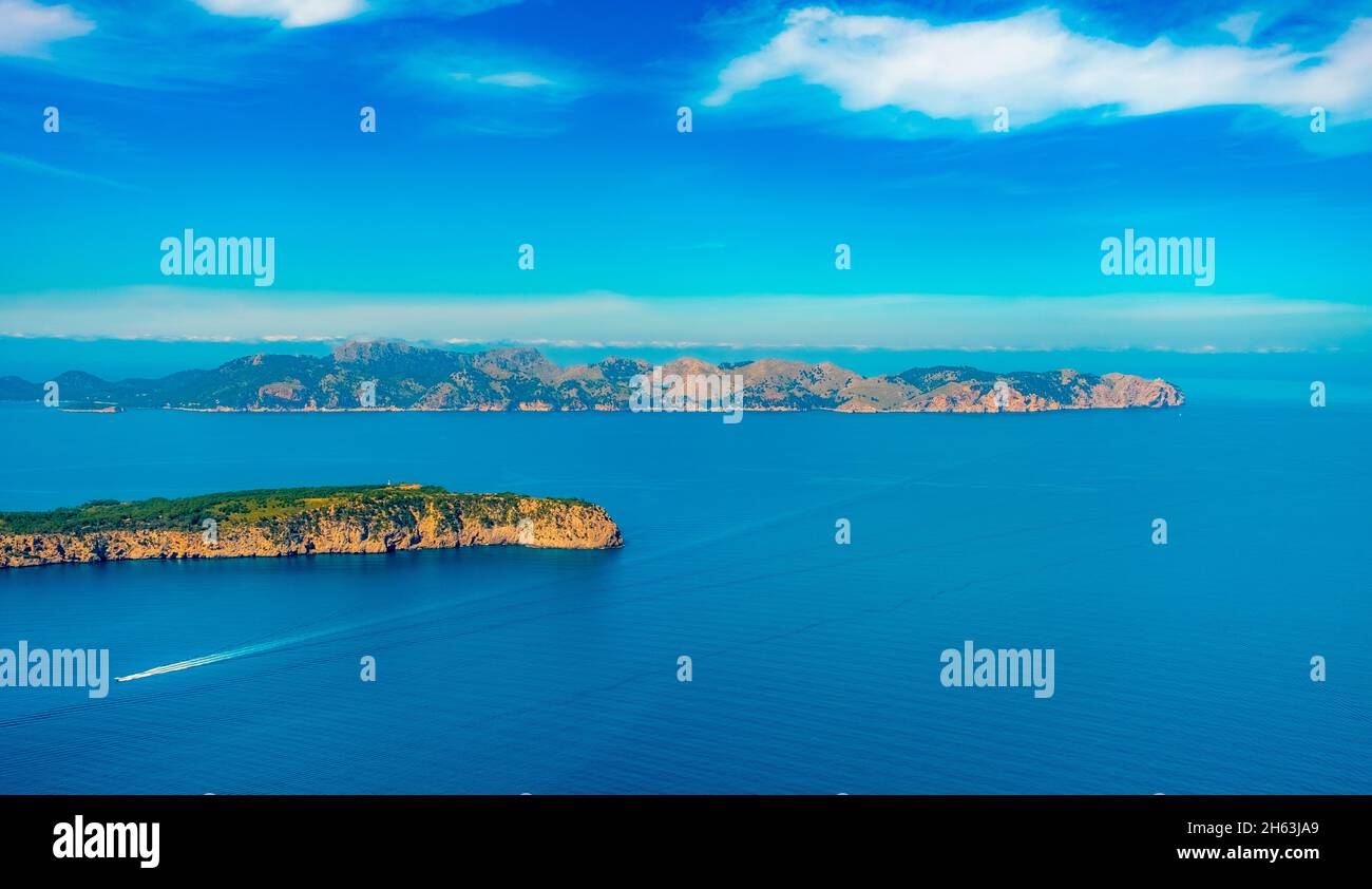 aerial view,cap de pinar peninsula,restricted area,s'esgleieta,son espanyol,mallorca,balearic island,balearic islands,baleares,spain Stock Photo