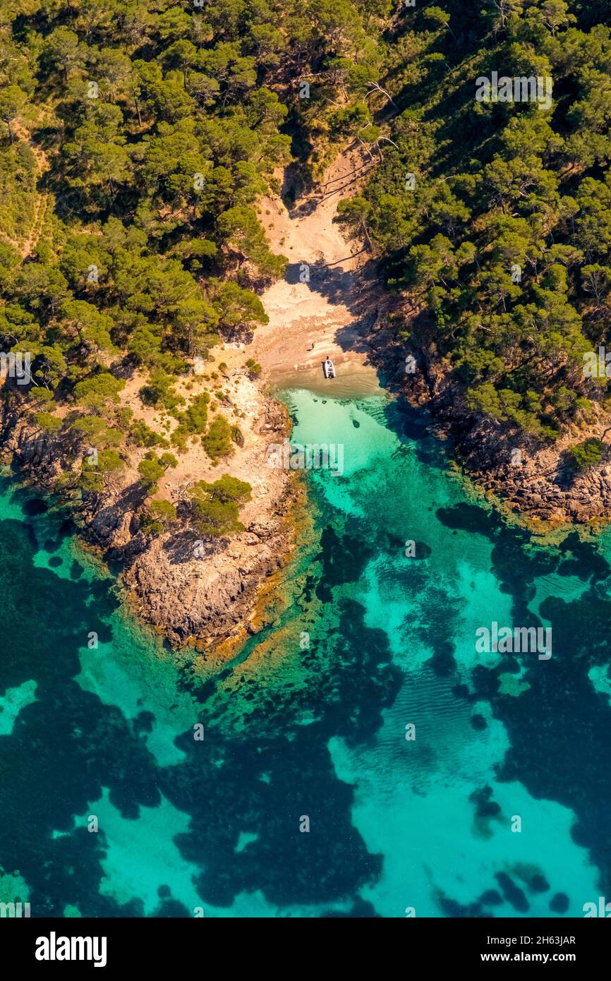 aerial view,cap de pinar peninsula,restricted area,s'esgleieta,son espanyol,mallorca,balearic island,balearic islands,baleares,spain Stock Photo