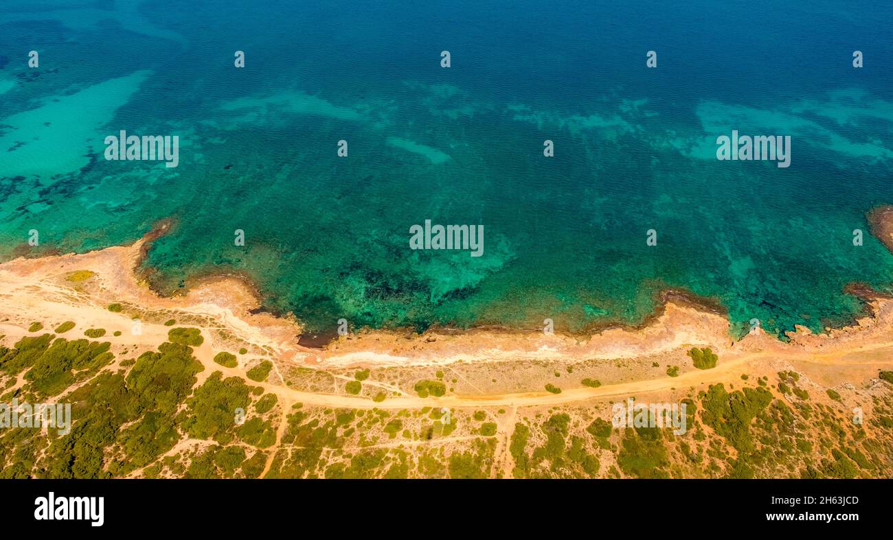 aerial view,sandy beach of can picafort,illes balears,mallorca,balearic island,balearic islands,baleares,spain Stock Photo
