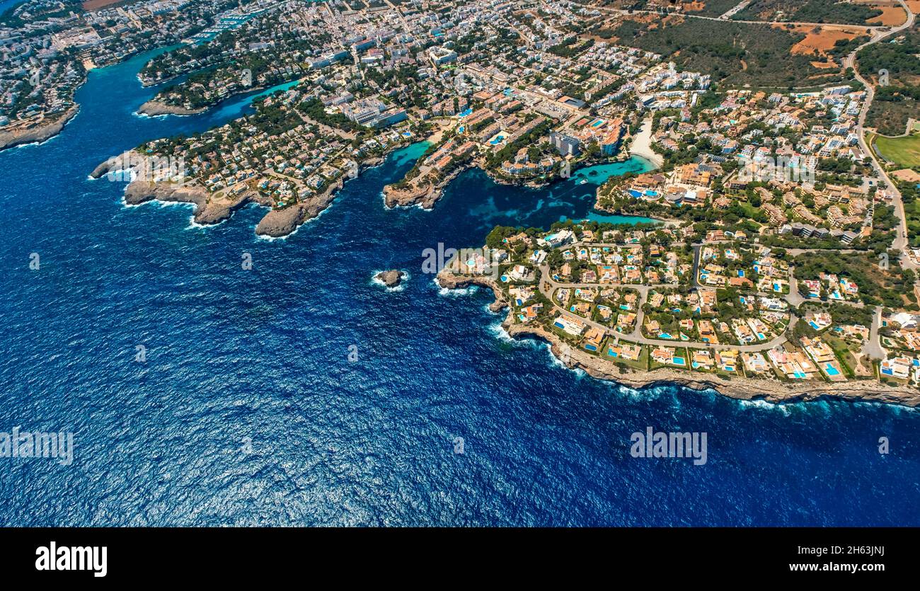 aerial view,local views of cala ferrera and cala d'or,felanitx,balearic islands,mallorca,spain Stock Photo