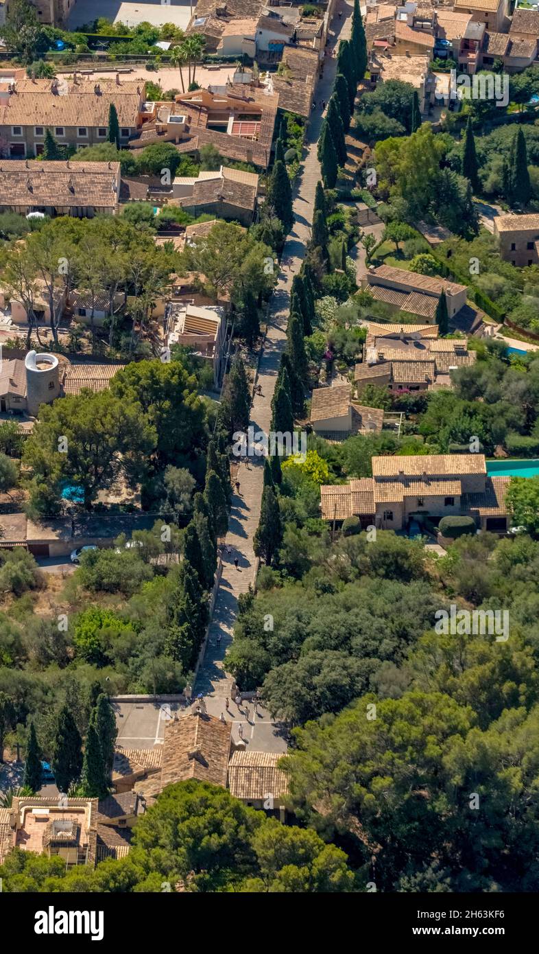 aerial view,way to the chapel in pollença,mallorca,balearic islands,spain Stock Photo