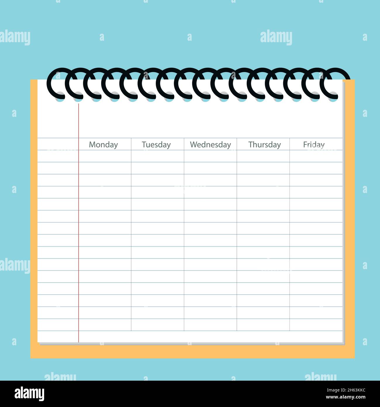 School timetable card with background notepad Stock Vector