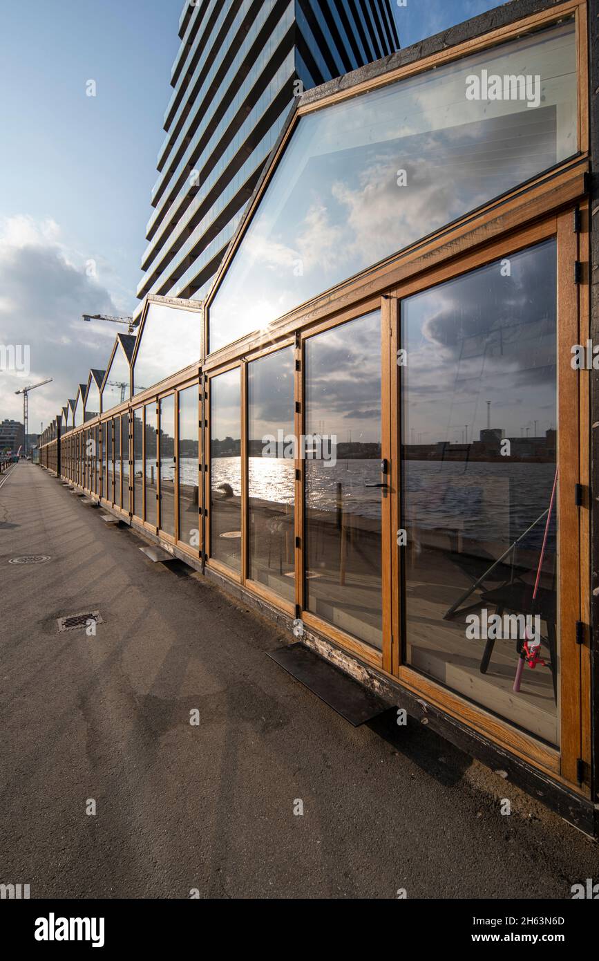 modern apartment buildings in the new docklands harbor area,aarhus