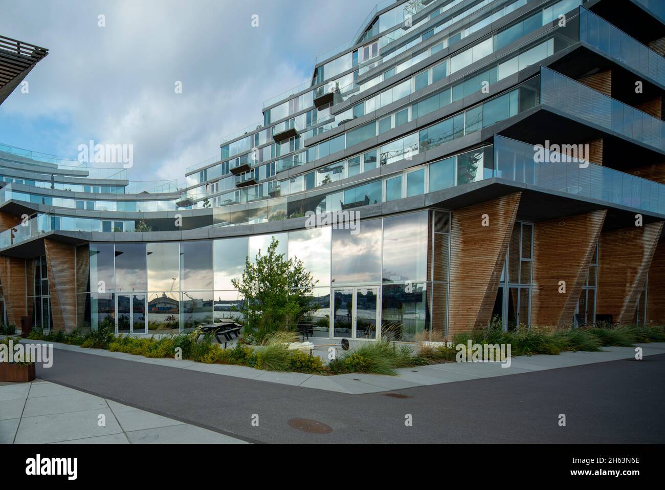 modern apartment buildings in the new docklands harbor area,aarhus