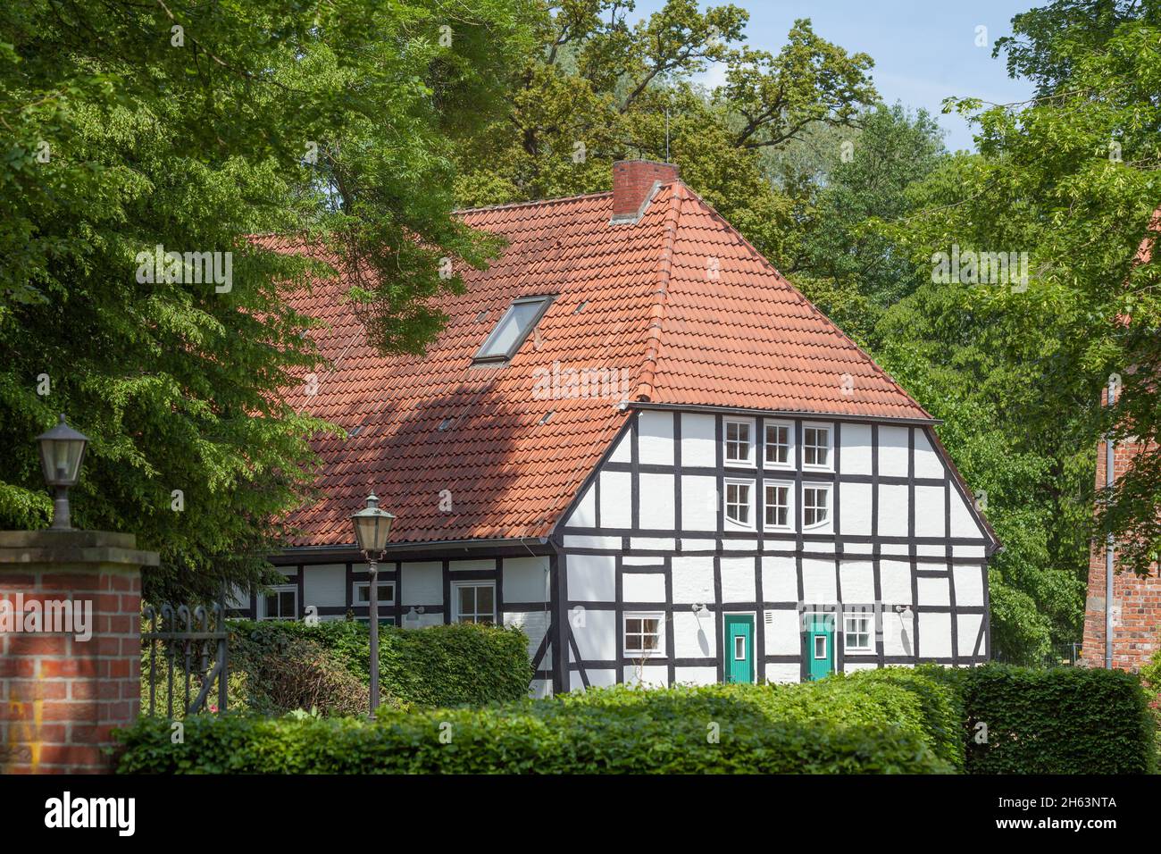 half-timbered house at blomendal castle in bremen-blumenthal,bremen,germany,europe Stock Photo
