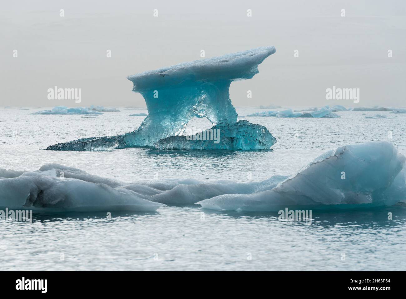 icebergs float on the water of the jokulsarlon glacier lagoon,vatnajokull national park,iceland Stock Photo