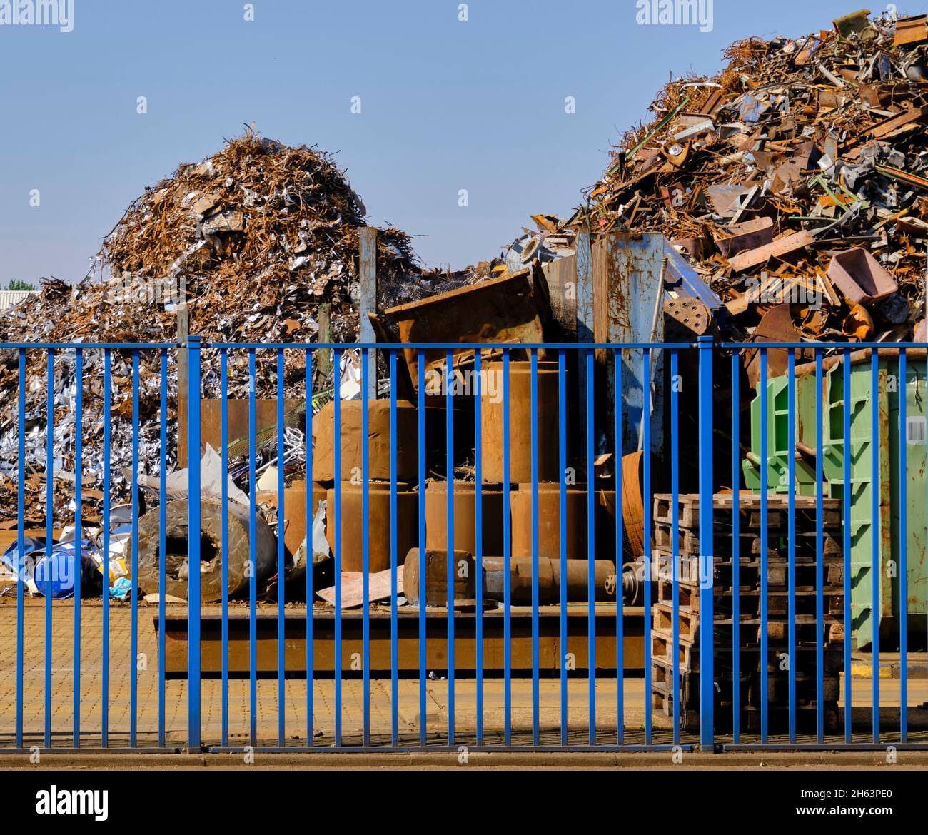junkyard,blue gate,scrap metal Stock Photo Alamy