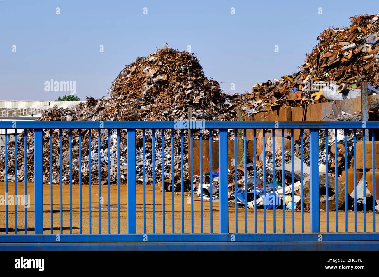 junkyard,blue gate,scrap metal Stock Photo Alamy