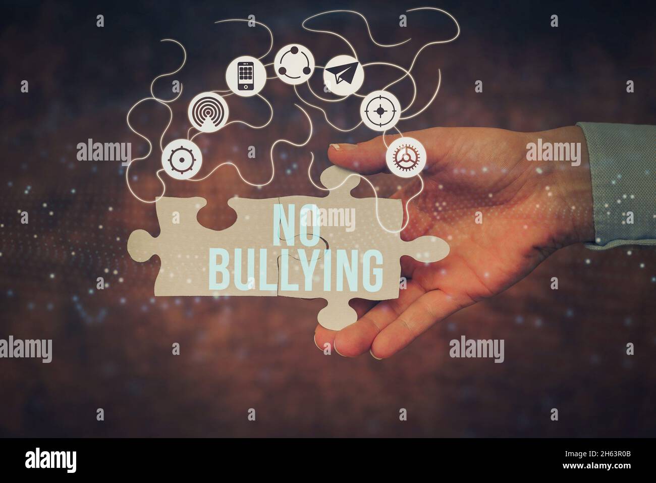 Text sign showing No Bullying. Business overview stop aggressive ...