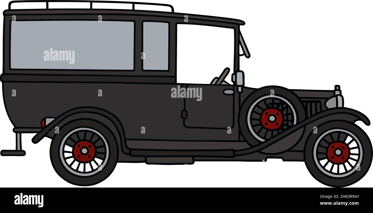 The vectorized hand drawing of a vintage funeral car Stock Vector Image