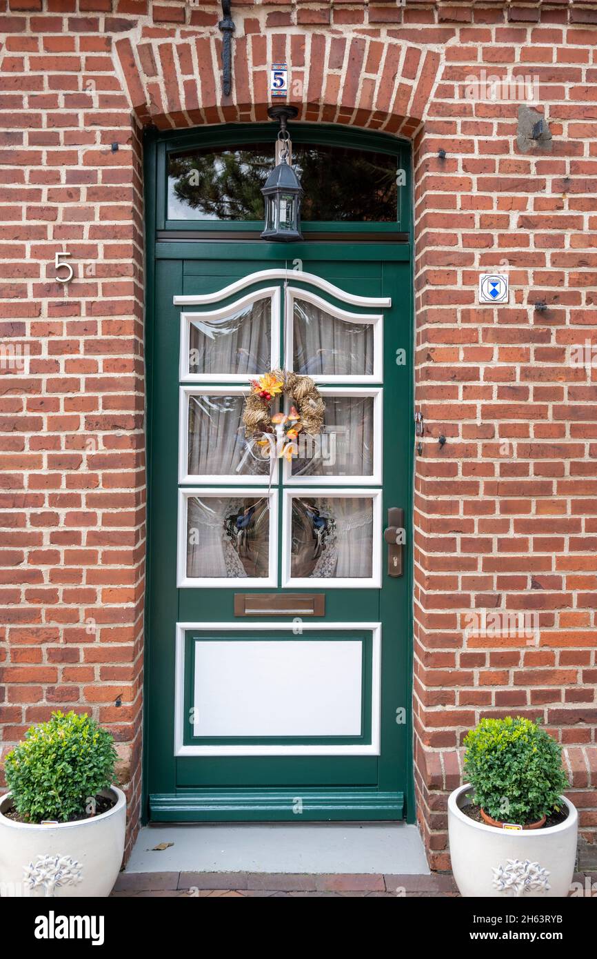 germany,lower saxony,east frisia,ditzum,ornate traditional door. Stock Photo