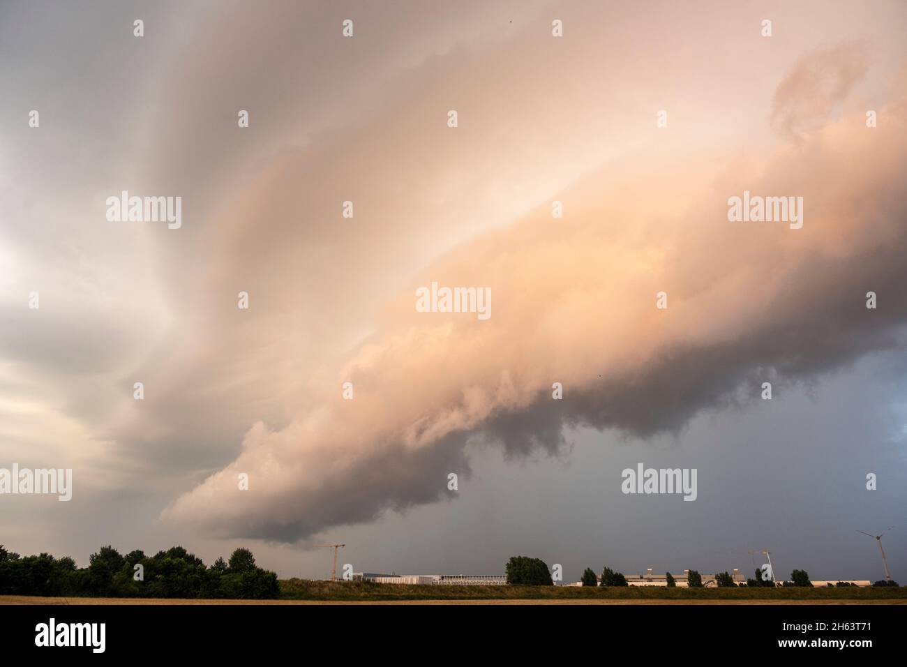 germany,lower saxony,emden,shelf cloud over east frisia,near emden. Stock Photo