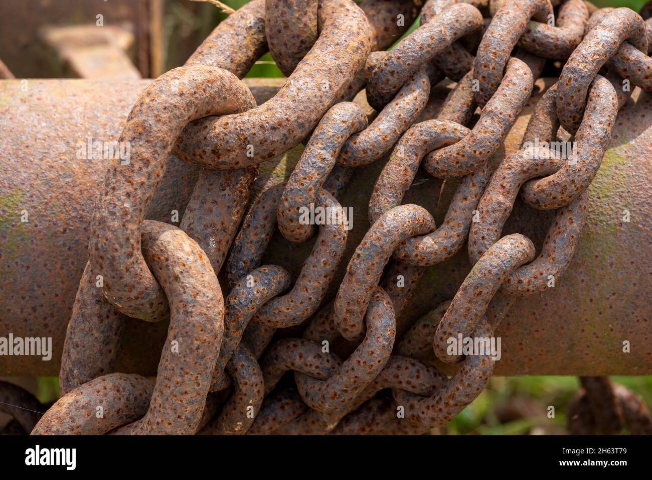 old rusty anchor chains Stock Photo