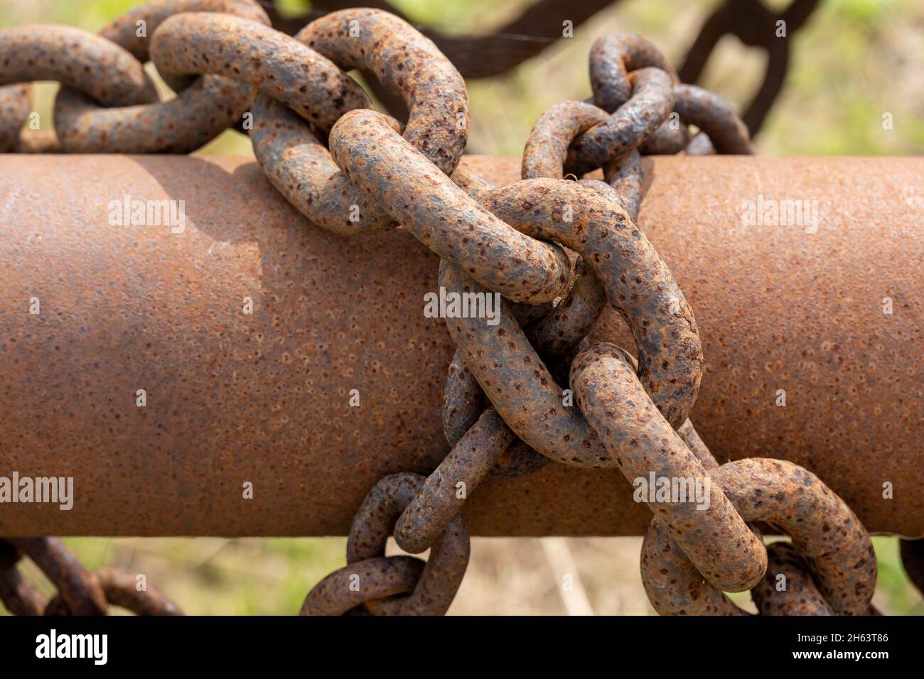 old rusty anchor chains Stock Photo
