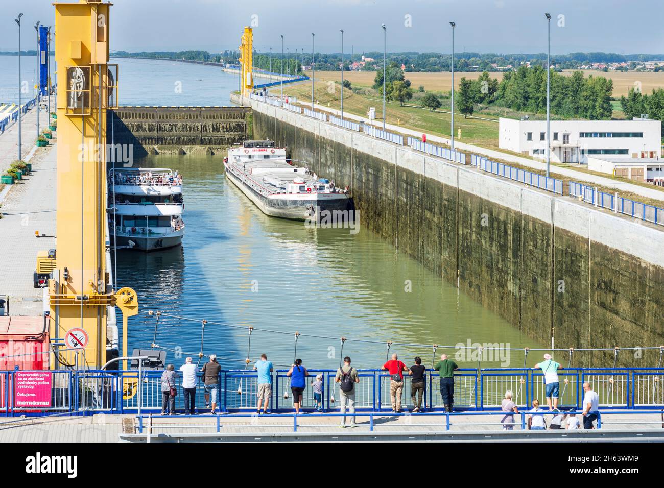 gabcikovo,lock in gabcikovo water power station at river danube in slovakia Stock Photo