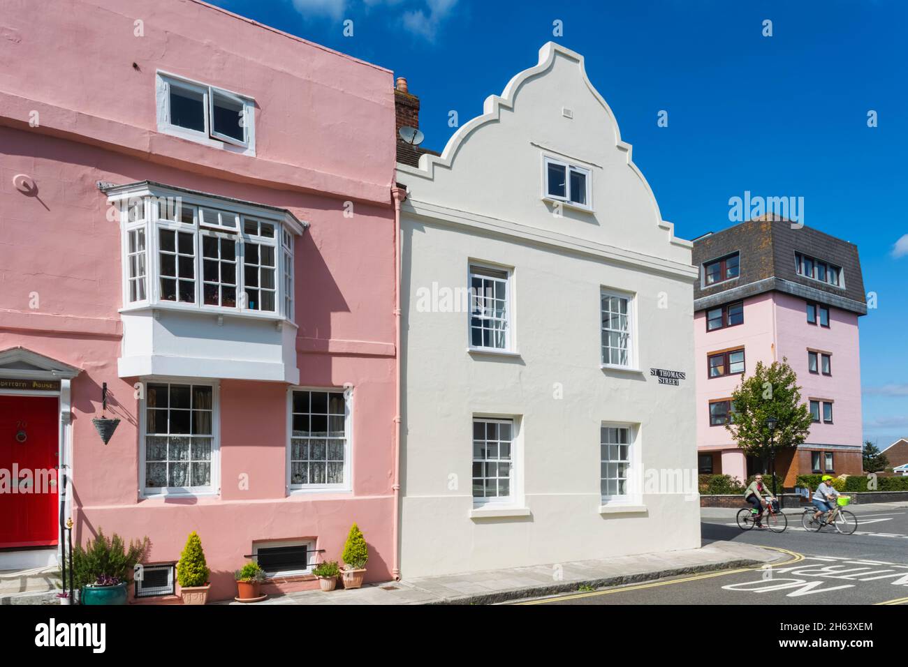 england,hampshire,portsmouth,old portsmouth,colourful georgian era buildings Stock Photo