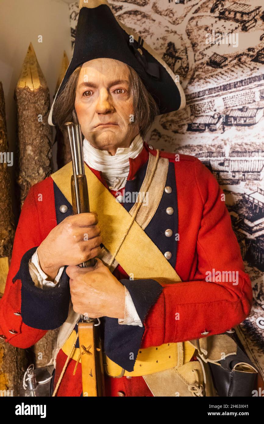 england,winchester,winchester's military quarter museums,the rifles museum,exhibit of a private of the 60th royal american regiment in 1758 Stock Photo