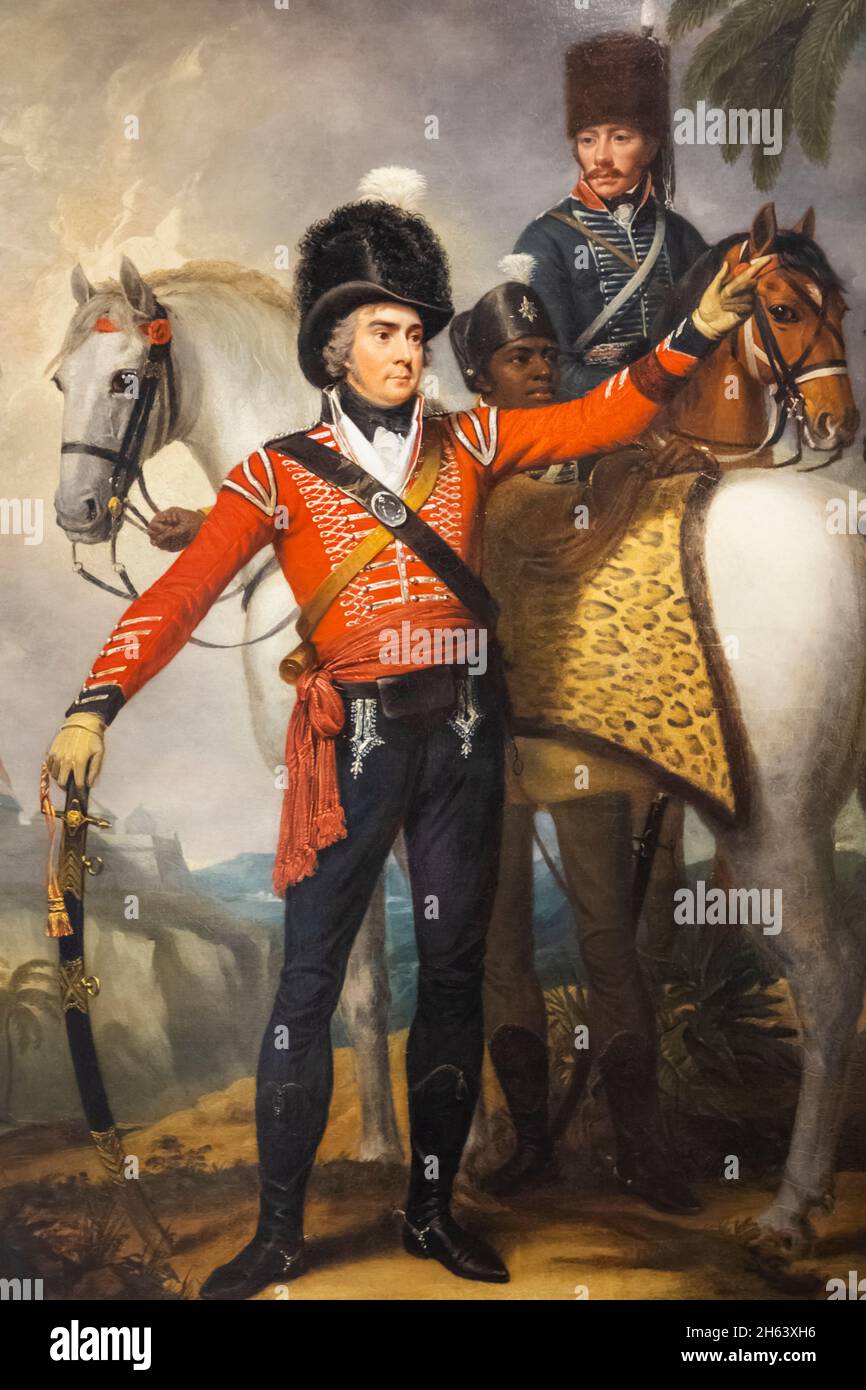 england,winchester,winchester's military quarter museums,the rifles museum,portrait of major general coote manningham (1765-1809) first colonel of the experimental corps of riflemen in 1802 Stock Photo