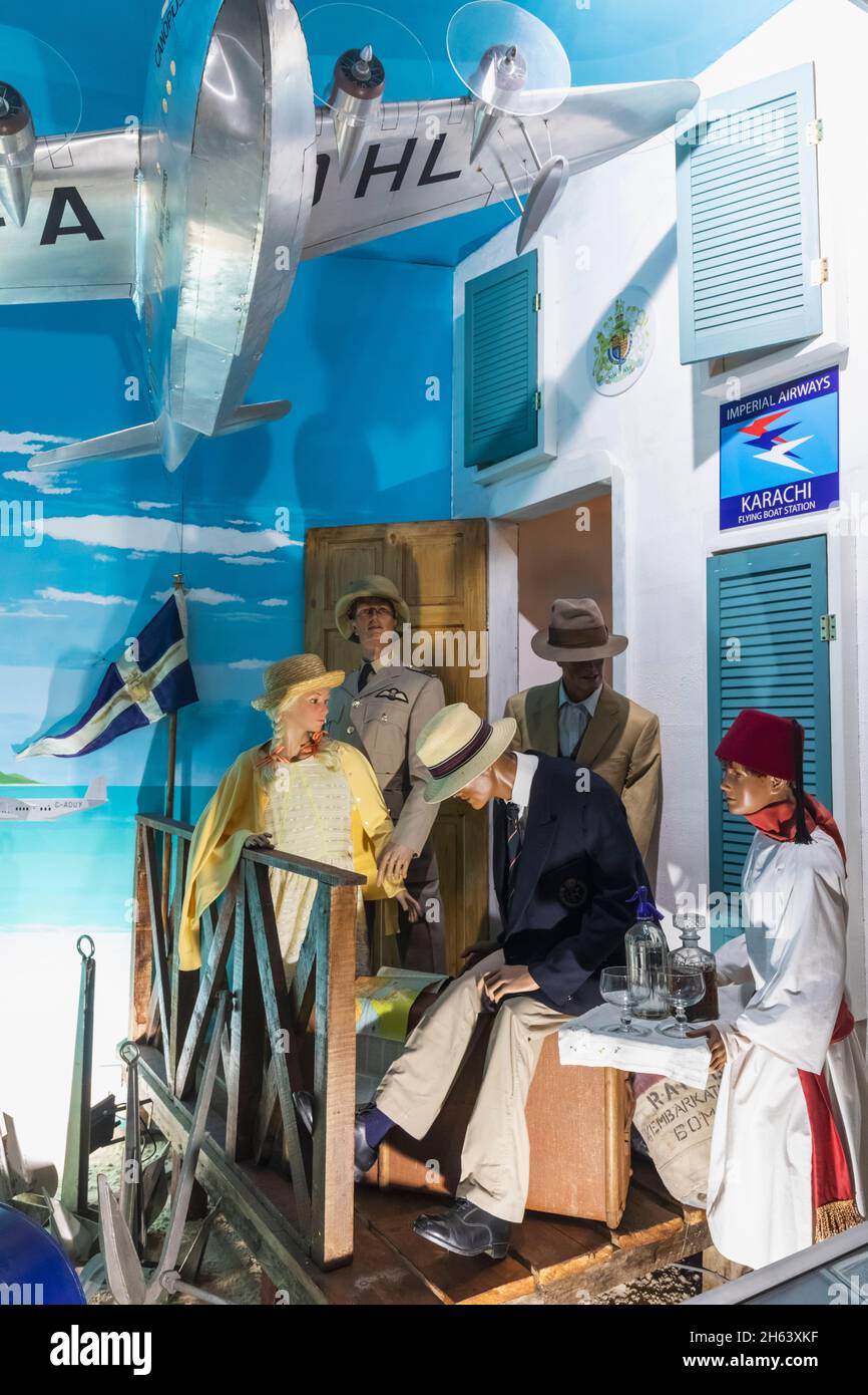 england,southampton,solent sky museum,exhibit of historical scene of passengers in transit at karachi airport Stock Photo