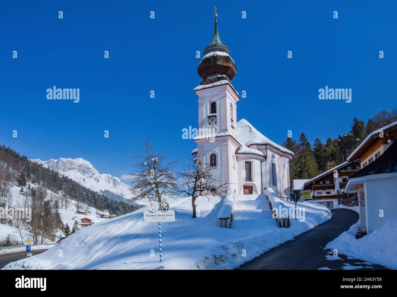 pilgrimage church maria gern in the high valley of the same name,berchtesgaden,berchtesgaden alps,berchtesgadener land,upper bavaria,bavaria,germany Stock Photo