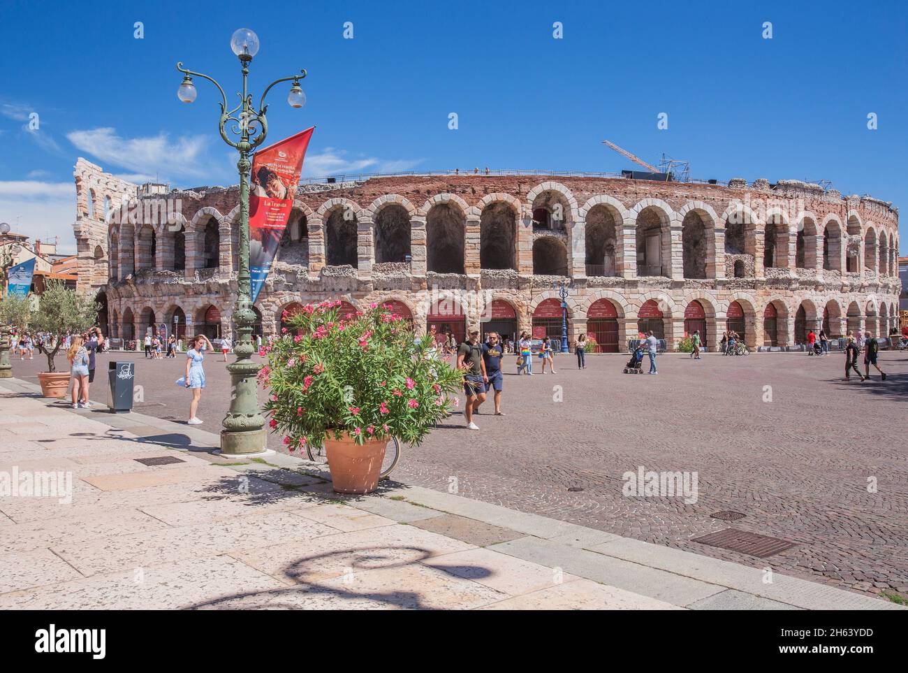 roman amphitheater (arena di verona) on the piazza bra in the old town,verona,adige,adige valley,verona province,veneto,italy Stock Photo