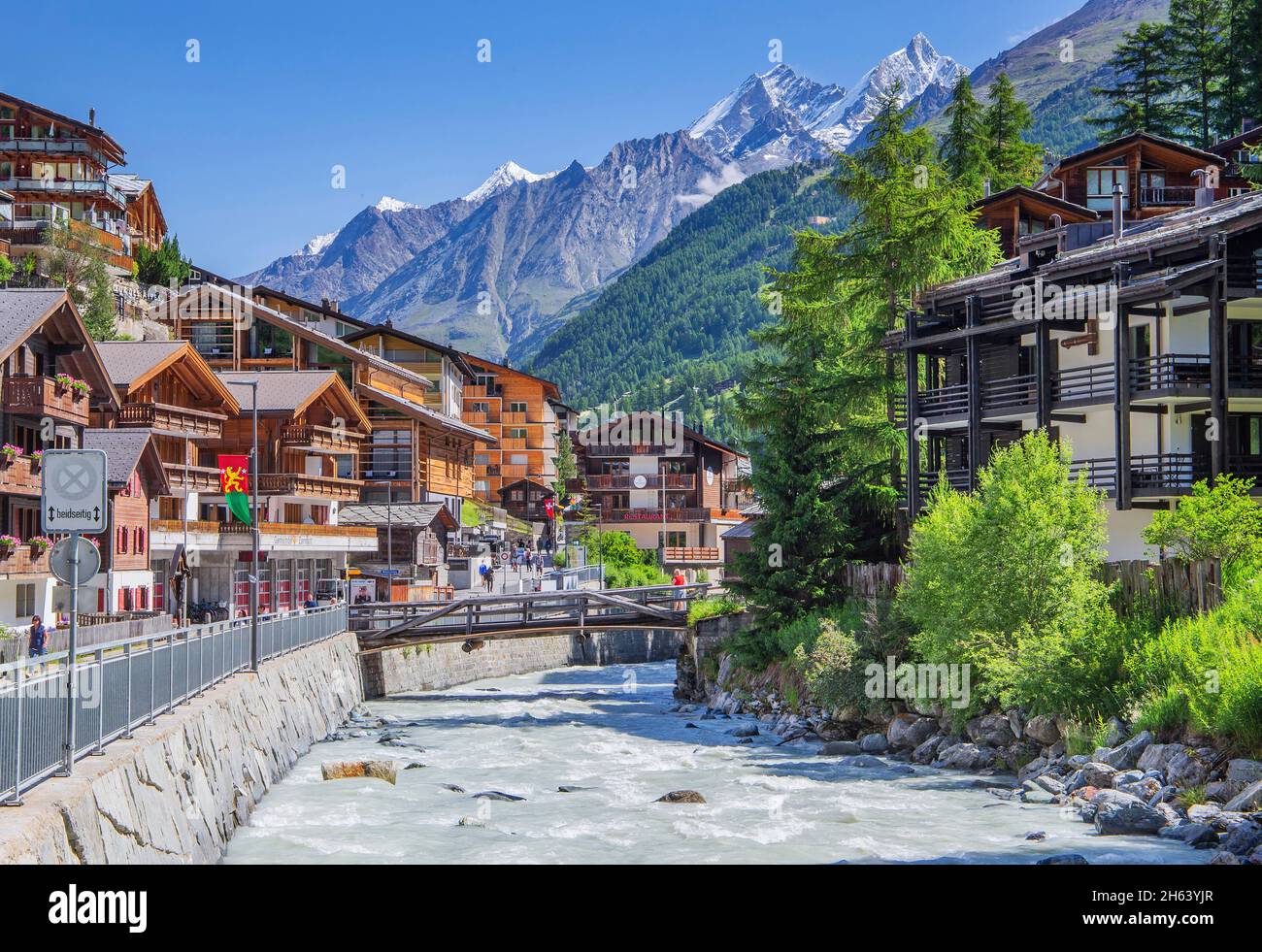 mattervisp on the outskirts with cathedral 4545m,zermatt,mattertal,valais alps,valais,switzerland Stock Photo