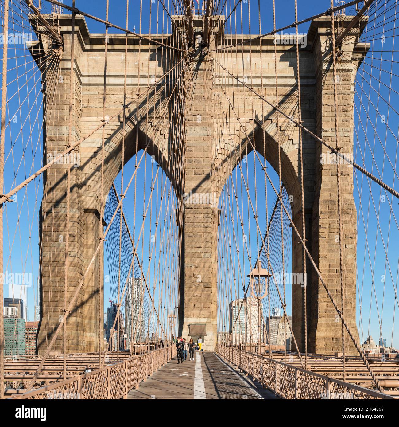 brooklyn bridge with manhattan skyline,new york city,new york,usa Stock Photo