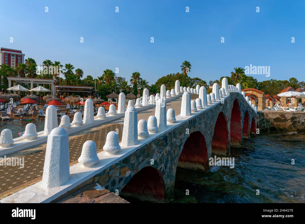 stone bridge to lara beach,antalya,turkey Stock Photo
