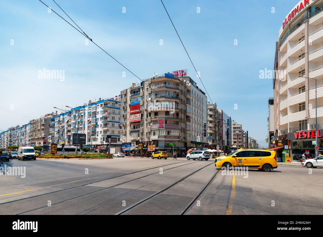 street scene in the muratpasa district,adnan menderes boulevard,antalya,turkey Stock Photo