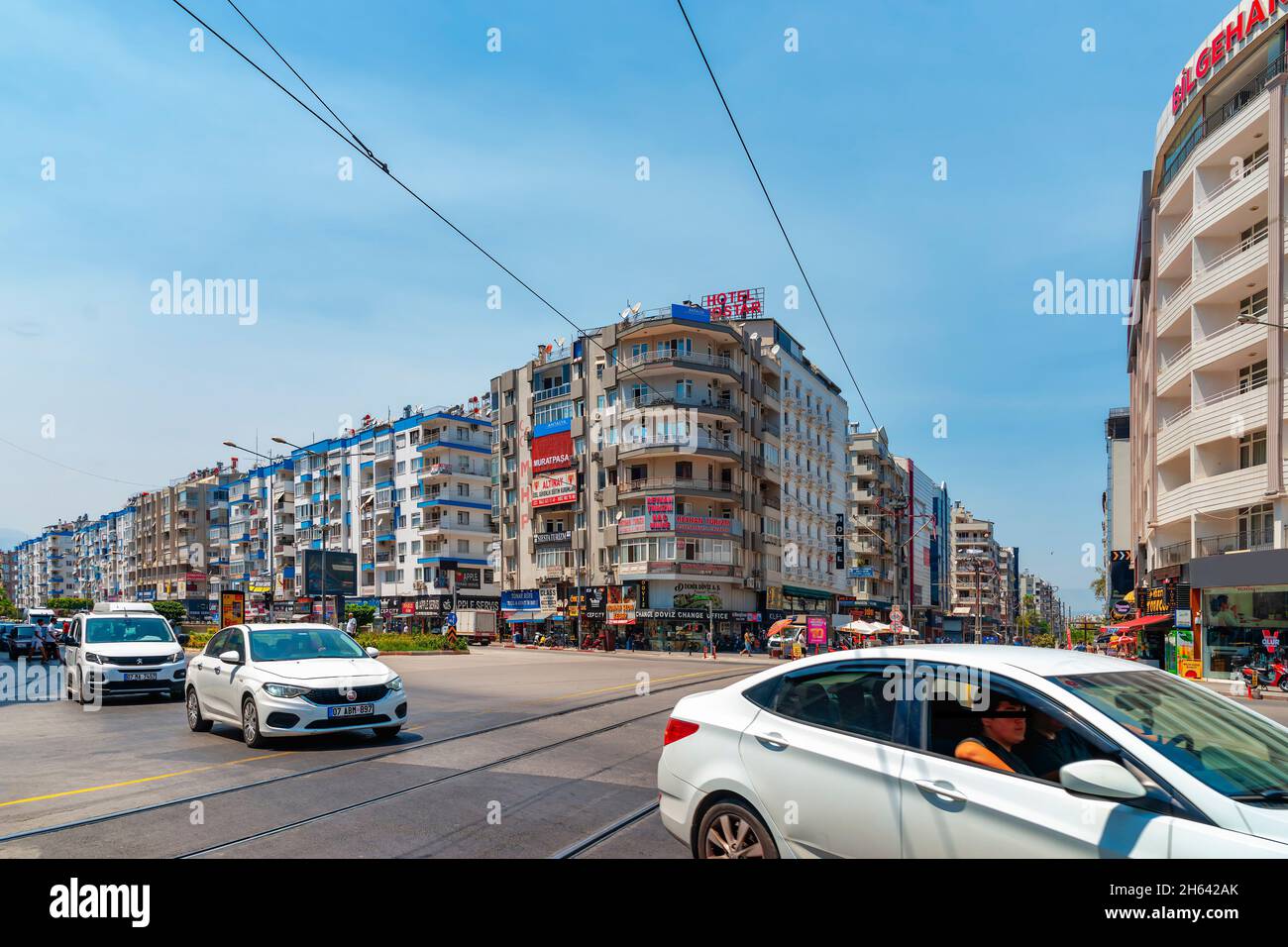 street scene in the muratpasa district,adnan menderes boulevard,antalya,turkey Stock Photo