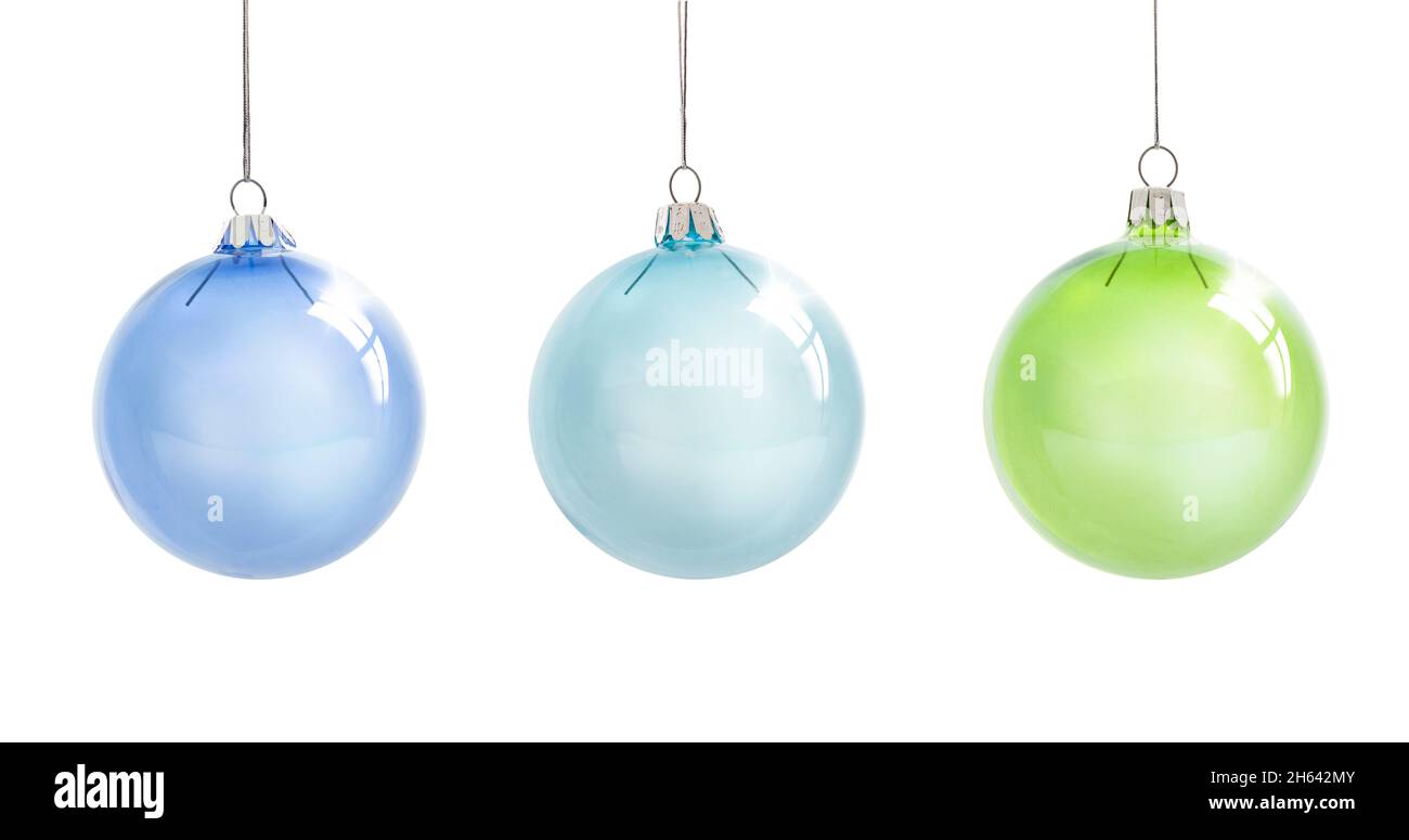 beautiful glass christmas balls against a white background Stock Photo