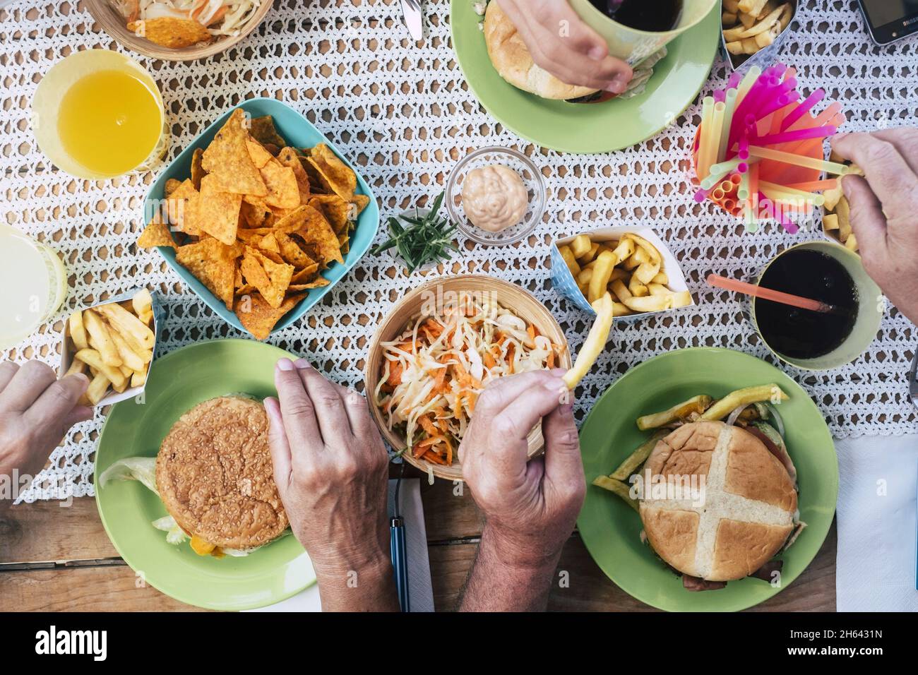 Dining table, top shot, people hi-res stock photography and images - Alamy