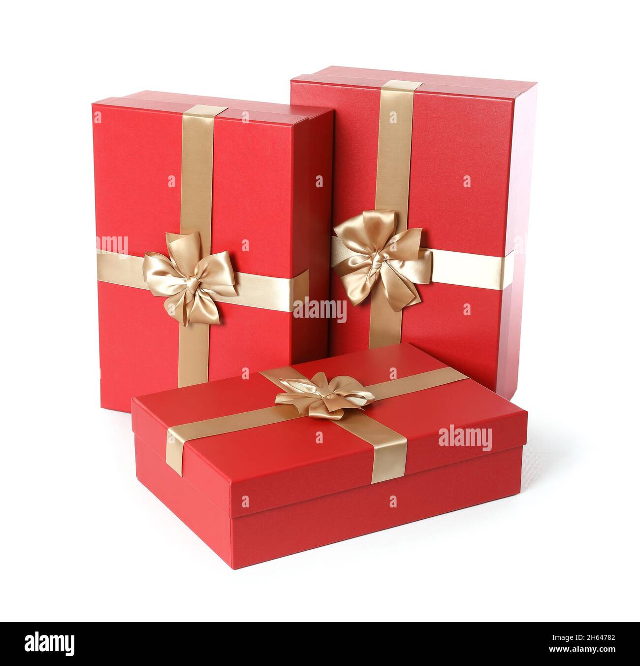 Christmas gift boxes on white background Stock Photo - Alamy