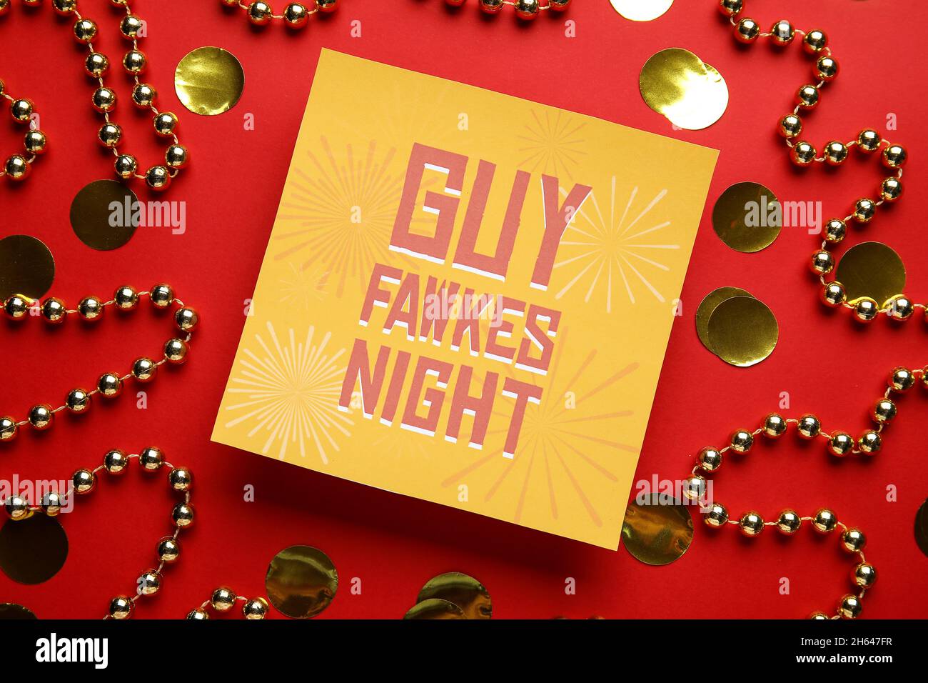 Beautiful greeting card for Guy Fawkes night on red background Stock ...
