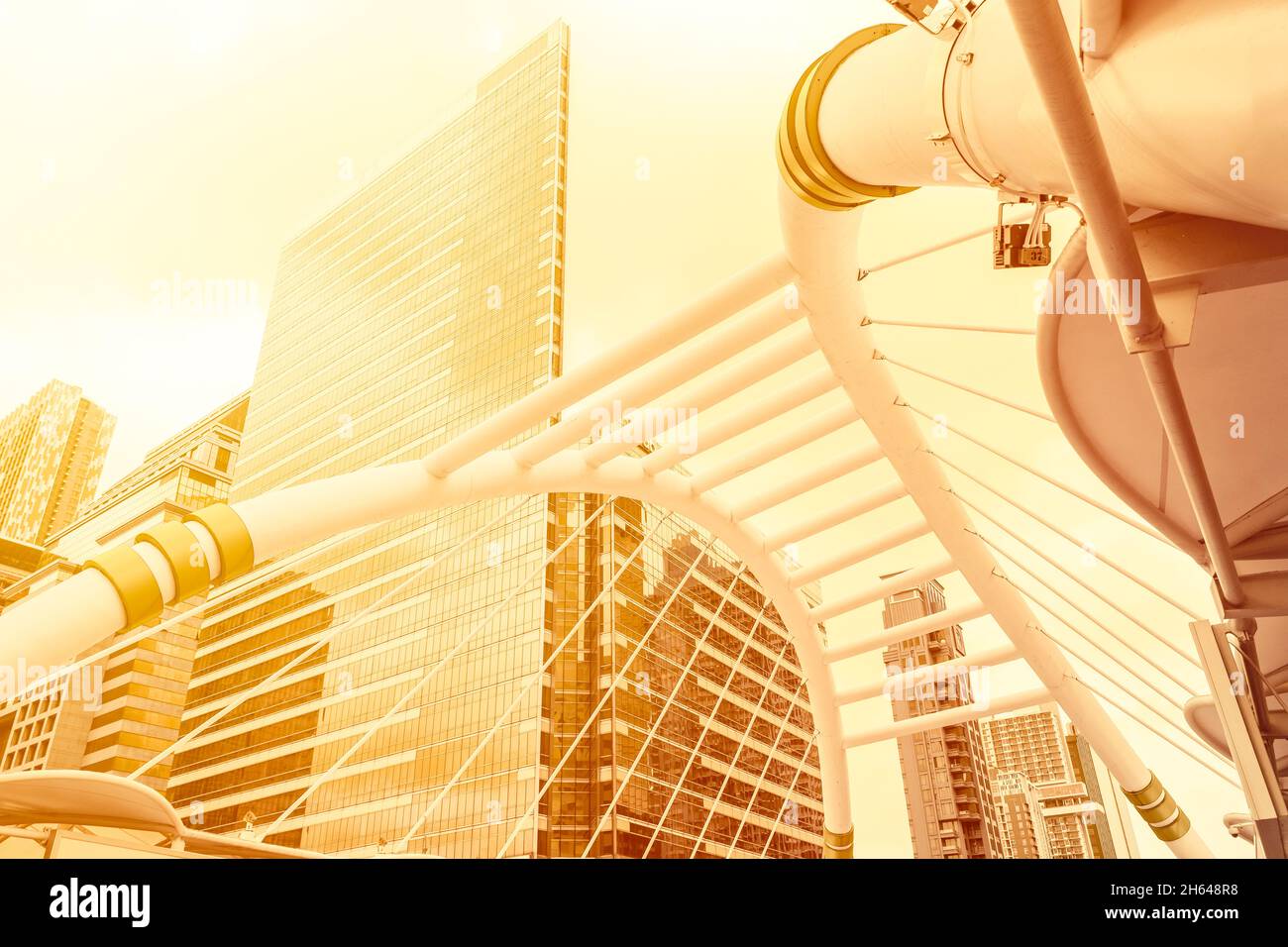 golden city metro office building outdoor hot warm sunny weather from