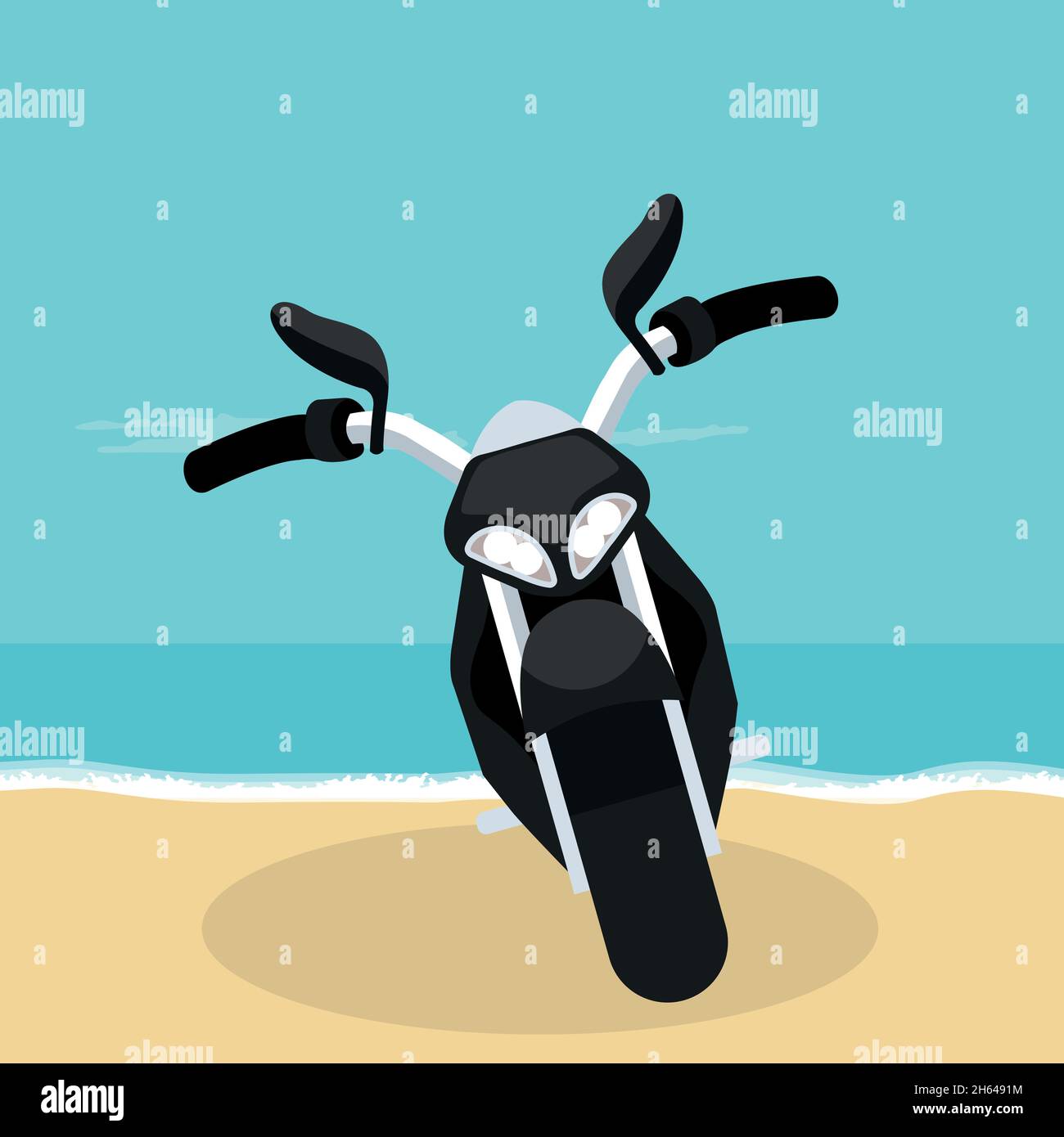 Motorbike parked in summer beach sand Stock Vector