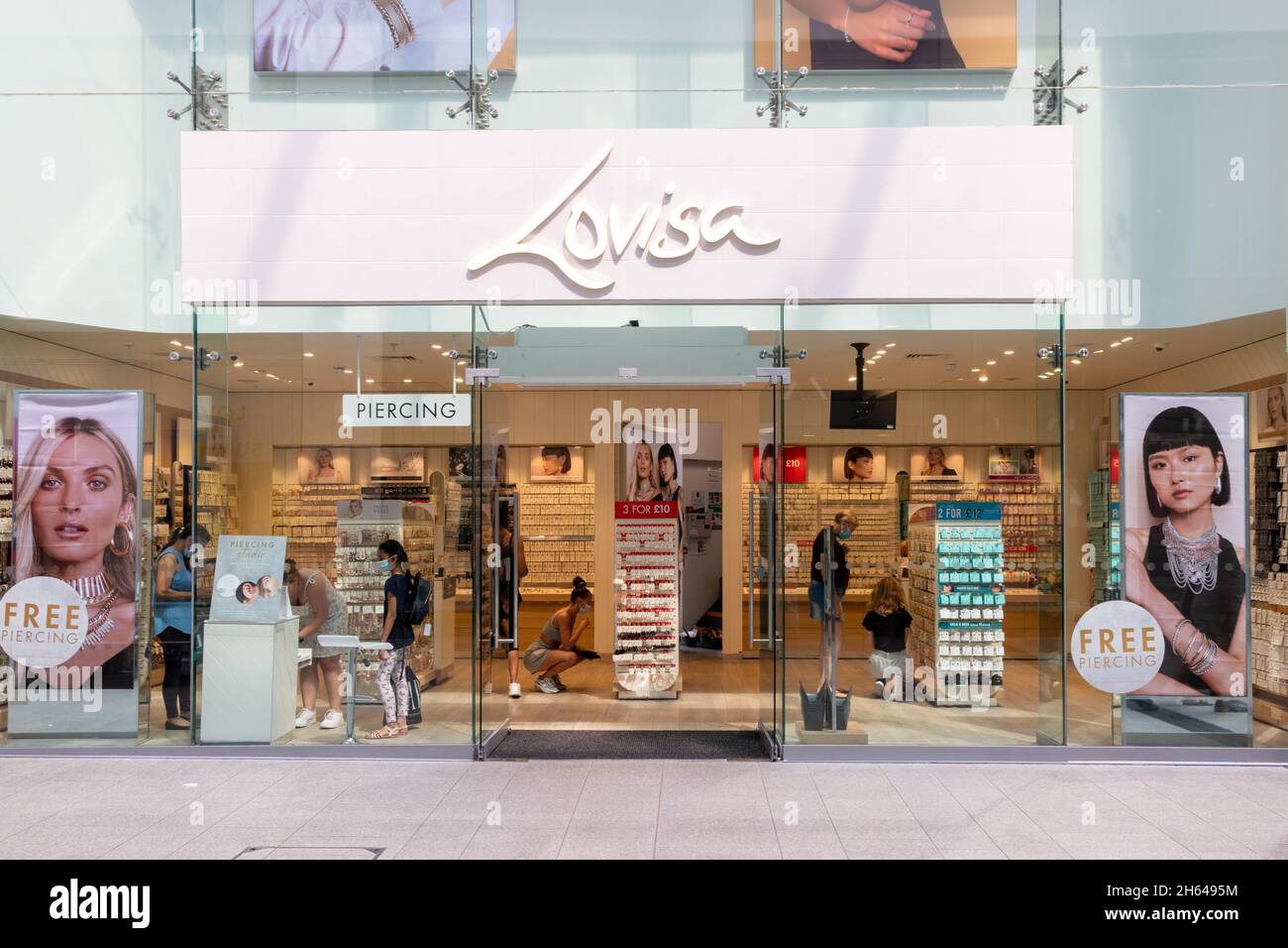 High Wycombe, England - July 21st 2021: Lovisa Jewellery shop in the Eden shopping centre. The chain is Australian owned. Stock Photo