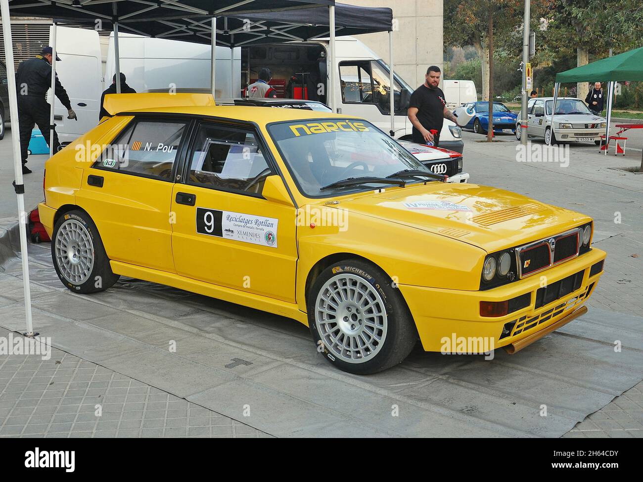 Narcís Pou-Lancia Delta Integrale in the Subiba al Coll del Pollatre-2018 of the Catalan Mountain Motor Championship Stock Photo