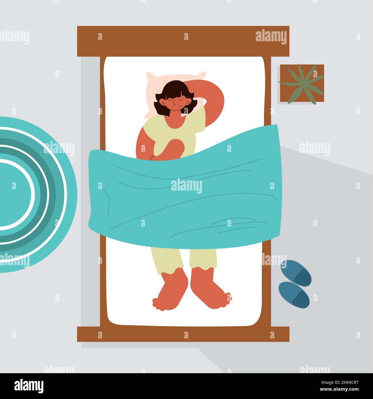 sleeping woman on her bed Stock Vector Image & Art - Alamy