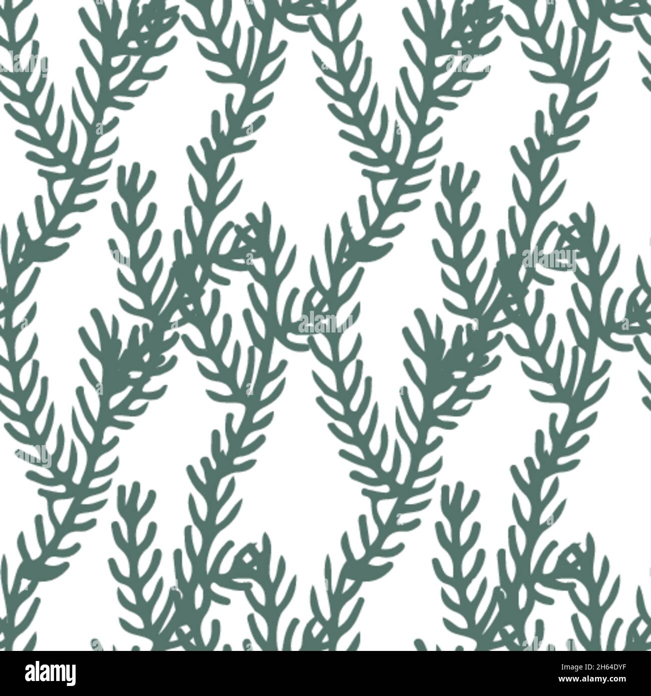 Pine tree branches, evergreen foliage twigs vector Stock Vector